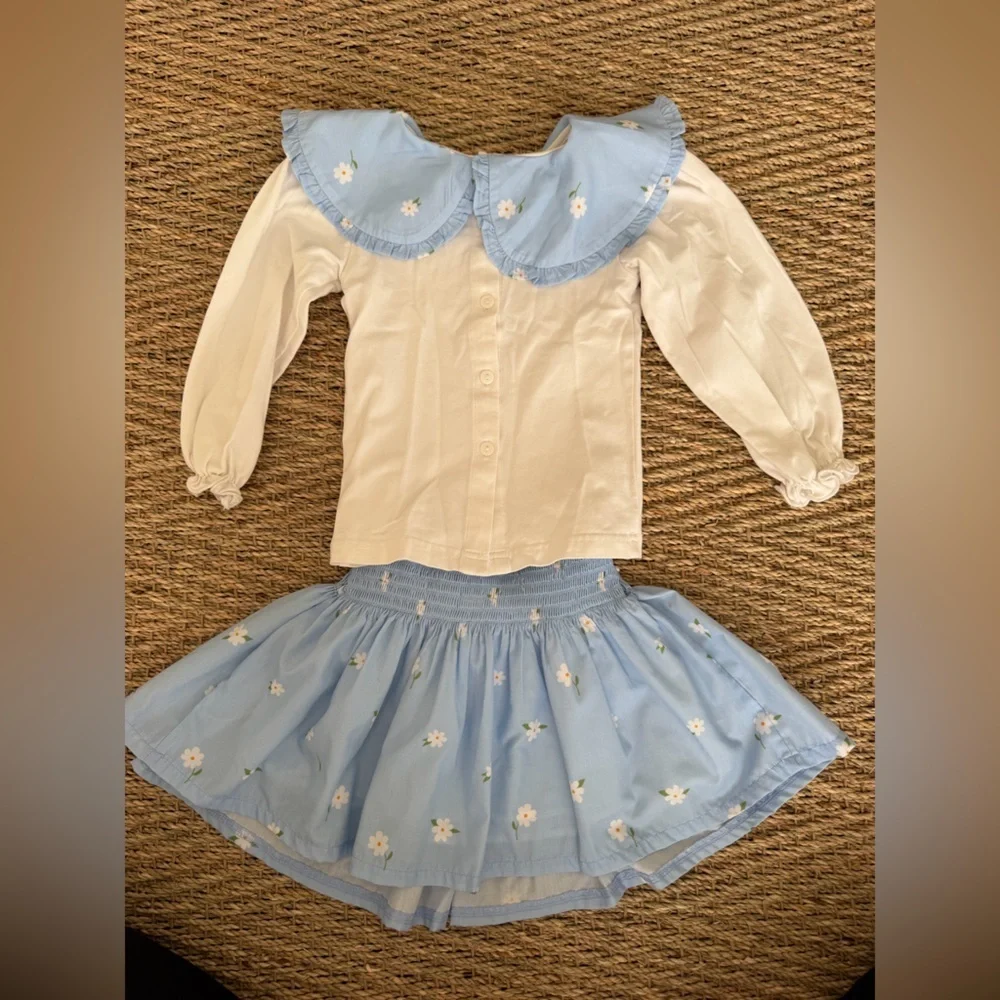 Blue and Cream Kids Outfit Set